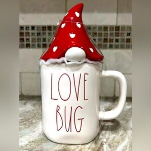 NEW Rae Dunn Love Bug Gnome Valentines Topper Mug